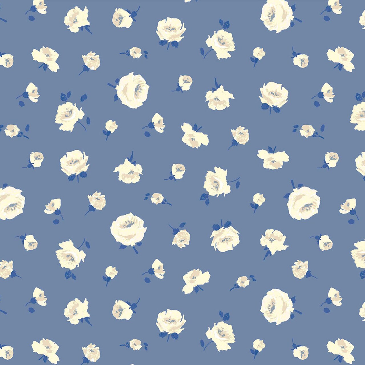 1 Yard Blue Mary Rose Lasenby Quilting Cotton Fabric Soft Durable Floral Creative 45 inch Width